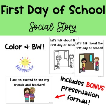 Preview of First Day of School Social Story | Back to School Social Story