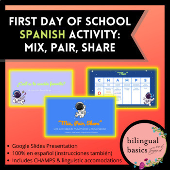 Preview of First Day of School: Spanish Mix, Pair, Share