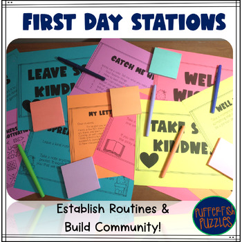 Preview of First Day of School Station Activity to Build Community and Establish Procedures