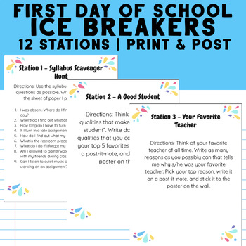 First Day of School Stations Activity Ice Breaker - GoogleSlides