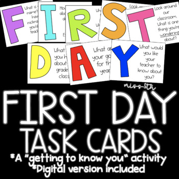 Preview of First Day of School Task Cards