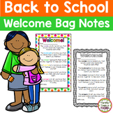 Back to School Welcome Treat Bag Notes