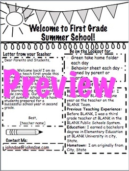 Preview of First Day of School Welcome Letter