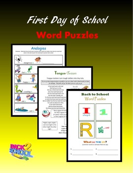 Preview of First Day of School - Word Puzzles