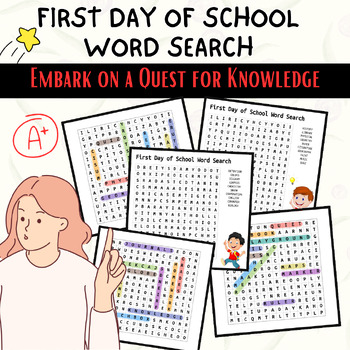 Preview of First Day of School Word Search: Back to School Fun for All Grades!