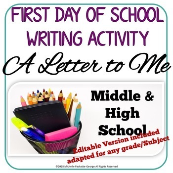 Preview of First  Day of School Writing Activity - A LETTER TO ME...