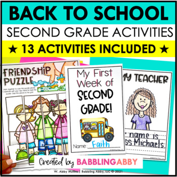Preview of First Day of Second Grade Back to School Activities for the First Week of School