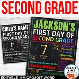 First Day of 2nd Grade Sign Board EDITABLE printable first