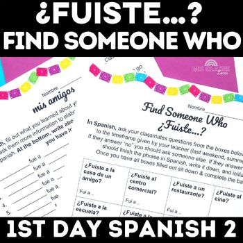 Preview of Spanish First Day of Spanish 2 Weekend Chat Preterite Find Someone Who Fuiste?