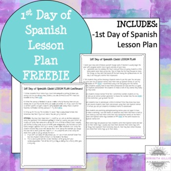 Preview of First Day of Spanish Lesson Plan FREEBIE
