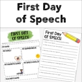 First Day of Speech - Teletherapy - Editable