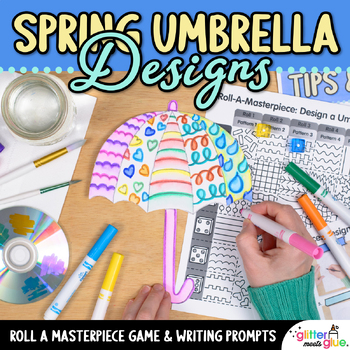 Preview of First Day of Spring Activity: Umbrella Art Project, Roll A Dice Game, & Template