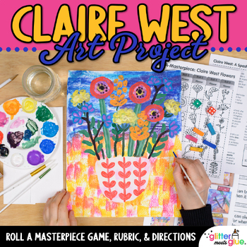 Preview of First Day of Spring: Claire West Flowers Art Lesson, Sub Plan, and PowerPoint