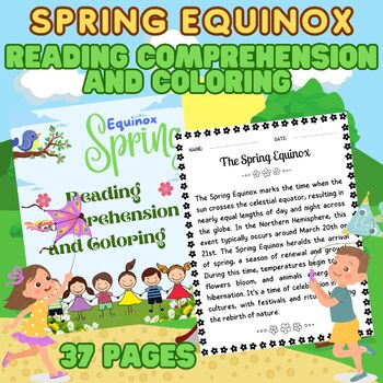 Preview of First Day of Spring Equinox Reading Passages And Coloring Activities