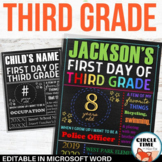 First Day of Third Grade Sign Board EDITABLE Back to Schoo