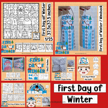 Preview of First Day of Winter Activities Snowman Hat Craft Bulletin Board Coloring Writing