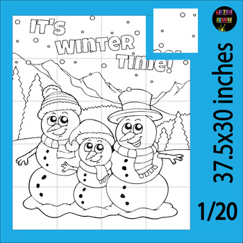 Preview of First Day of Winter Collaborative Poster | Class Mural Coloring Sheets