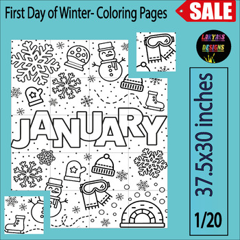 Preview of First Day of Winter Collaborative Poster | Class Mural Coloring Sheets