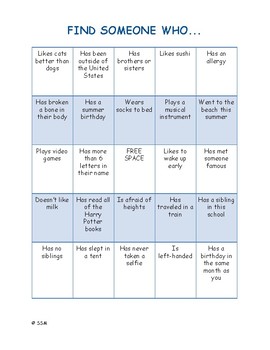 First Days Activity: Getting to Know You Bingo | TPT