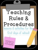 First Days Rules and Procedures Lessons and Activities
