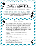 First Days of School Activities Packet