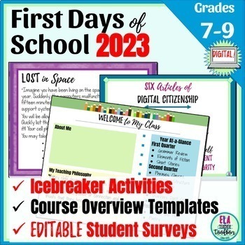 Preview of First Days of School Activities for Middle School | Digital