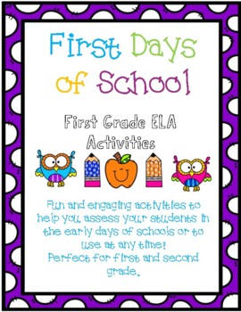 Preview of First Days of School: First and Second Grade ELA Activities