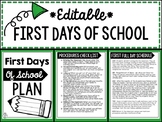 First Days of School Plan