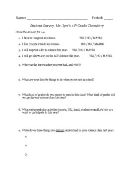 Preview of First Days of School Survey!