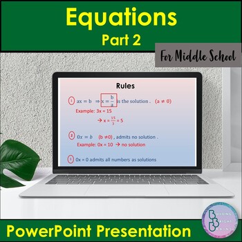 Preview of First Degree Equations | part2 PowerPoint Presentation Math Lesson Middle School