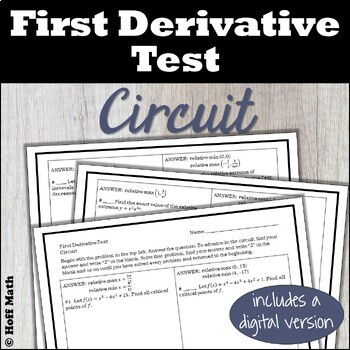 Preview of First Derivative Test CIRCUIT | worked solutions | Digital and Print