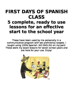 Preview of First Five Days of Spanish Class Lessons