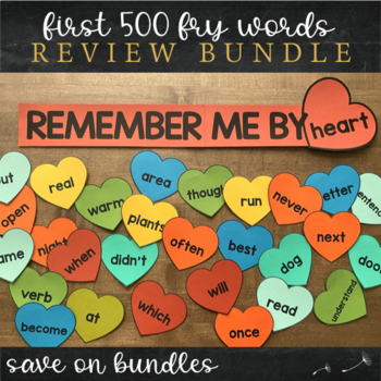 Preview of First Five Hundred Fry Sight Words - Heart Word Wall Bundle