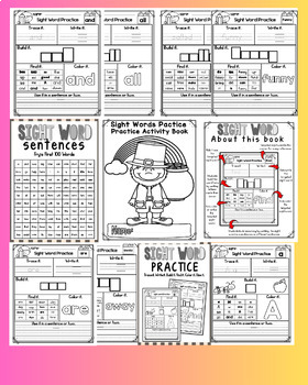 Preview of First Fry 100 Words Kindergarten Sight Word List Workbook | Fun Practice