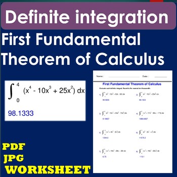 Preview of First Fundamental Theorem of Calculus -  Calculus -Definite integration
