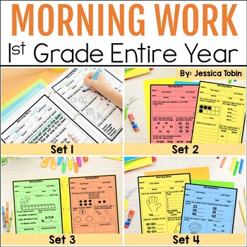 Preview of Morning Work 1st Grade - Math, Grammar, ELA Spiral Review Worksheets