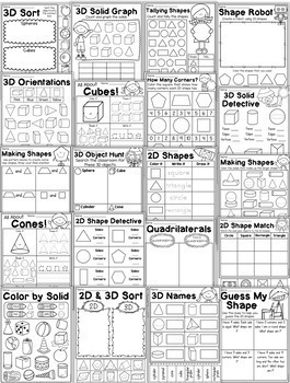 first grade 2d and 3d shapes worksheets by my teaching pal tpt