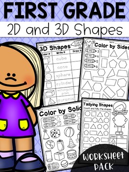 Preview of First Grade 2D and 3D Shapes Worksheets