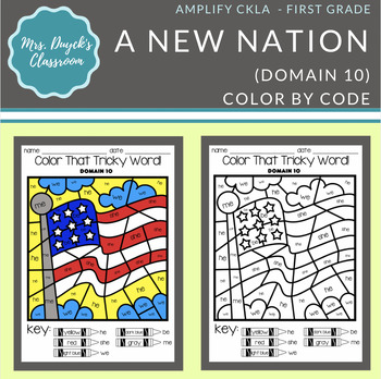 Preview of First Grade - A New Nation - Domain 10 - 'Skills Color by Code' - Amplify CKLA