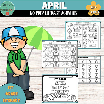 Preview of 1st Grade April LITERACY PHONICS Printable Activities and Centers for SPRING