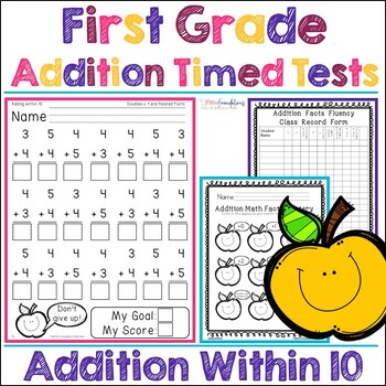 Preview of First Grade Addition Timed Tests- Math Fact Fluency- Addition Within 10