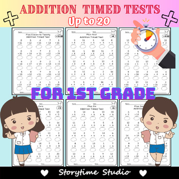 Preview of First Grade Addition Timed Tests - Math Fact Fluency - Addition Within 20