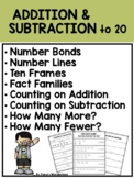 Addition and Subtraction to 20 Practice Sheets 1st Grade M