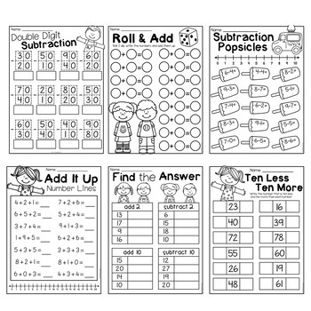 First Grade Addition and Subtraction Worksheets - Distance Learning