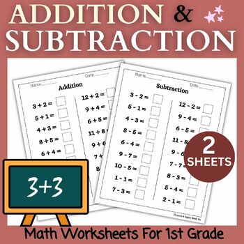 Preview of 1st Grade Addition and Subtraction Worksheets | Summer Math Activites For Free