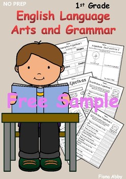 Preview of First Grade Adjectives No Prep Printables - Free