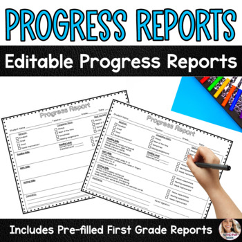 Preview of EDITABLE First Grade All Year Progress Reports