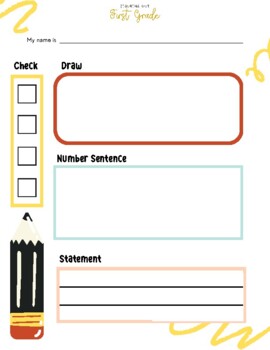 Preview of First Grade Application Problem Template