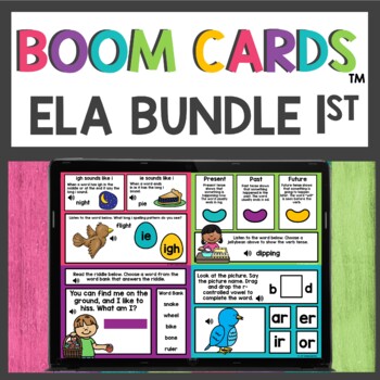 Preview of First Grade April ELA Boom Cards™ Digital Activities