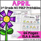 First Grade April NO PREP Printables - 1st Grade April ELA